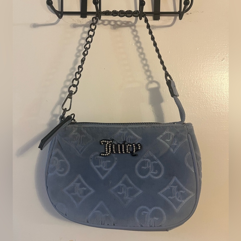 🩵 Juicy Couture Embossed Blue Clutch Mini Baby Purse 💙✨